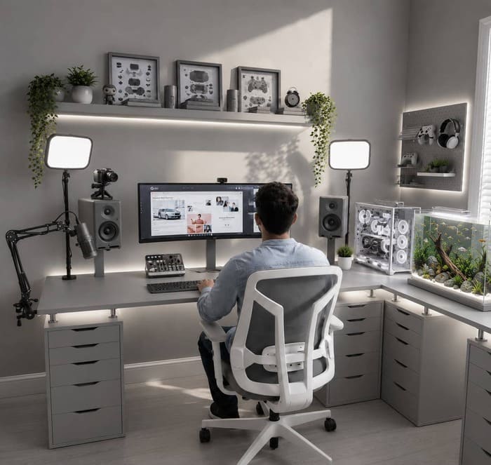 Creative workspace of Graphic Design and Digital Marketing Expert Jishad Muhammed